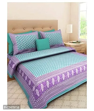 Comfortable Multicoloured Cotton King 1 Bedsheet + 2 Pillowcovers-thumb0