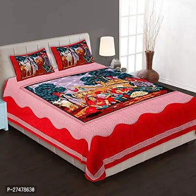 Comfortable Multicoloured Cotton Double 1 Bedsheet + 2 Pillowcovers