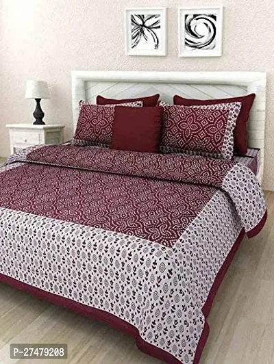 Comfortable Multicoloured Cotton Double 1 Bedsheet + 2 Pillowcovers