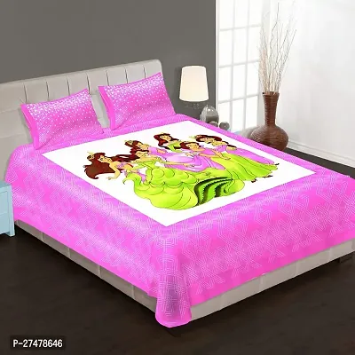 Comfortable Pink Cotton King 1 Bedsheet + 2 Pillowcovers-thumb0