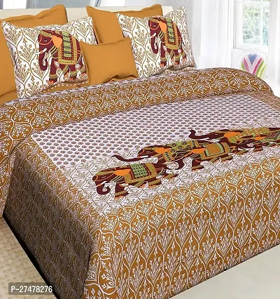 Comfortable Multicoloured Cotton Double 1 Bedsheet + 2 Pillowcovers