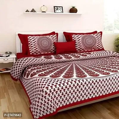 Comfortable Multicoloured Cotton Double 1 Bedsheet + 2 Pillowcovers