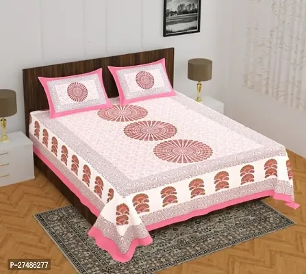 Fancy Cotton Blend Printed Bedsheet With 2 Pillow Covers