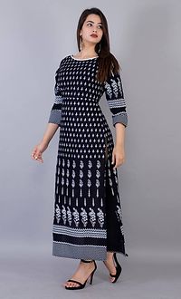 Reliable Blue Rayon Printed Straight Kurta For Women-thumb2