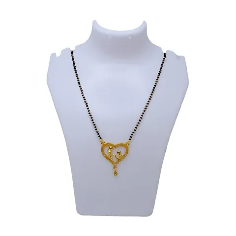 Heart Shape Mangalsutra Black Bead Chain Pendant for Women