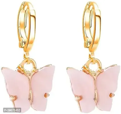 Stylish Pink Brass Earring For Women-thumb0