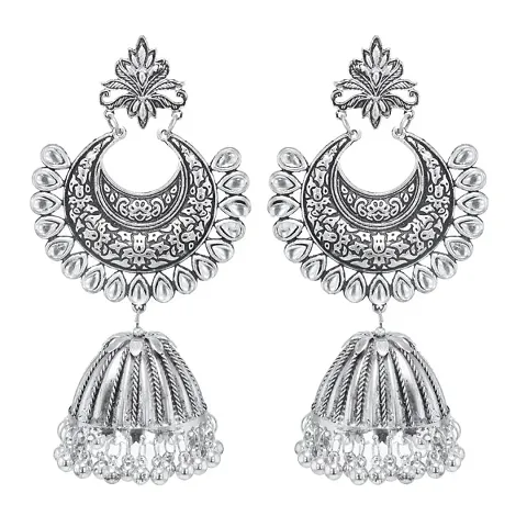 Beautiful Oxidized Chand Bali Jhumka Earring