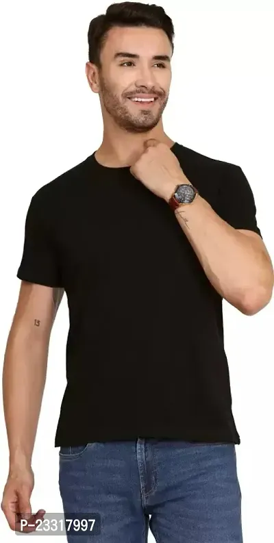 Reliable Black Cotton Blend Tshirt For Men