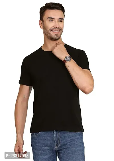 Reliable Black Cotton Blend Tshirt For Men