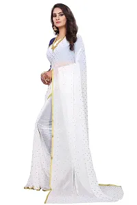 REDFISH Women's Woven Pure Chiffon Saree With Blouse Piece (NEW STAR WHITE_White)-thumb2