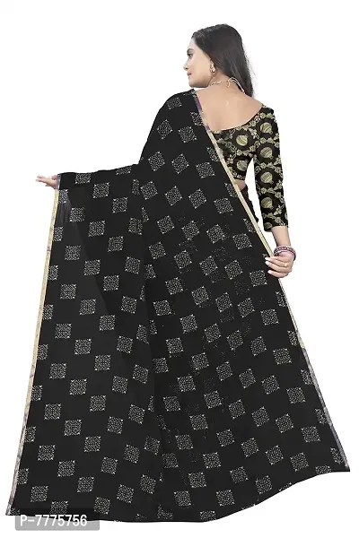 Black Coloured Pure Chiffon Fabric Embellished Saree With Blouse Piece For Women-thumb3