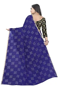 Pure Chiffon Fabric Embellished Saree With Blouse Piece For Women(Navy)-thumb2