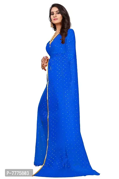 REDFISH Women's Woven Pure Chiffon Saree With Blouse Piece (NEW STAR BLUE_Blue)-thumb3