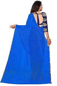 REDFISH Women's Woven Pure Chiffon Saree With Blouse Piece (NEW STAR BLUE_Blue)-thumb3