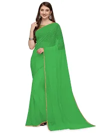 Women's Pure chiffon sarees summer collection soft All over foil printed Saree With Jacquard blouse piece_PARROT-thumb1