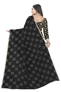 REDFISH Women's Woven Pure Chiffon Saree With Blouse Piece (New Boxx_Black_Black)-thumb2