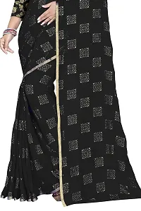 Black Coloured Pure Chiffon Fabric Embellished Saree With Blouse Piece For Women-thumb3