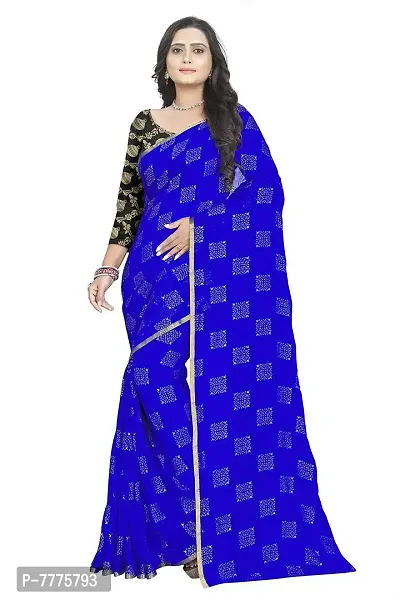 Royal Coloured Pure Chiffon Fabric Embellished Saree With Blouse Piece For Women