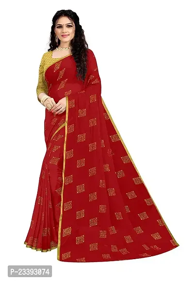 Classic Chiffon Printed Saree With Blouse Piece-thumb0