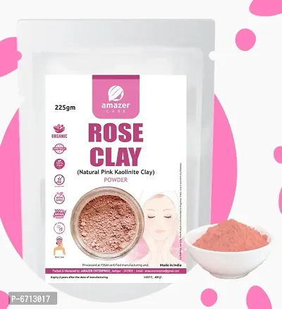 AmazerCare Rose Clay Powder for Instant Glow Face Pack (Natural Pink Kaolinite Clay for Skin  Hair) 200gm, 1 Pouch