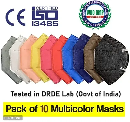 AmazerCare N95 Disposable MULTICOLOR 5 layers Face Mask (Pack of 10, Regular Size) CE certified  ISO 13485-thumb4