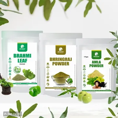 AmazerCare Amla, Bhringraj  Brahmi Powder Hair Care Combo 100% Natural Brahmi Bhringraj Amla Powder (3 Pouches) for Healthy Hair