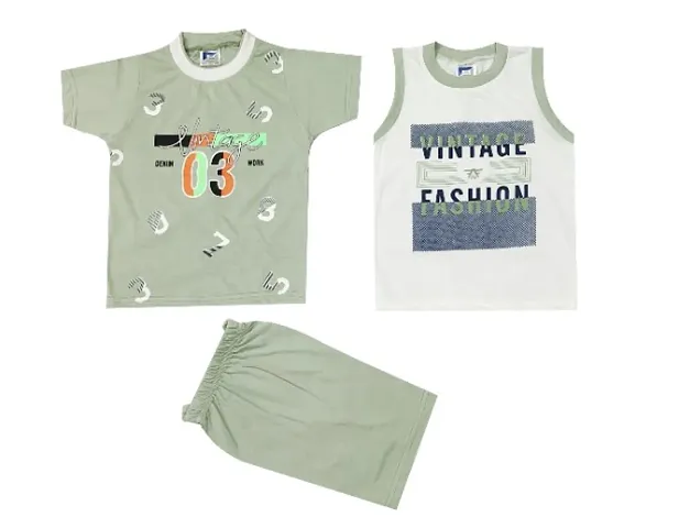 Kid's Two T-shirt With Short Set For Boys