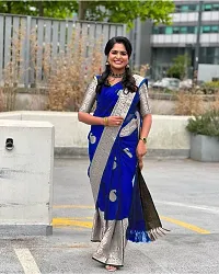 Beautiful Silk Blend Saree with Blouse piece-thumb1