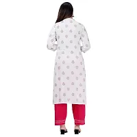 SIDDHANAM Women Floral Printed Rayon White Straight Kurta-thumb2