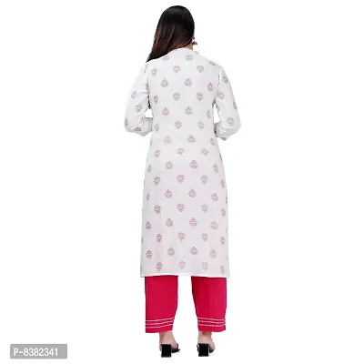 SIDDHANAM Women Floral Printed Rayon White Straight Kurta-thumb3