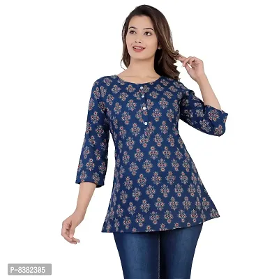 SIDDHANAM Blue Printed 100% Pure Cotton top