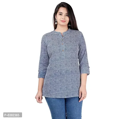 SIDDHANAM Trendy Blue Cotton Printed Casual wear top-thumb0