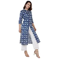 SIDDHANAM Blue Printed Cotton Straight Kurta with Plazzao Set-thumb2