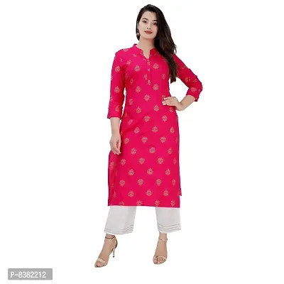 SIDDHANAM Women Floral Printed Rayon Pink Straight Kurta