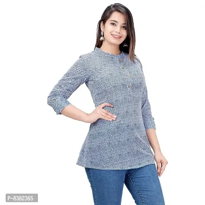 SIDDHANAM Trendy Blue Cotton Printed Casual wear top-thumb2