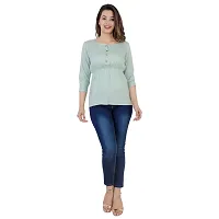 SIDDHANAM Turquoise Soild Rayon Slub Casual wear top-thumb2