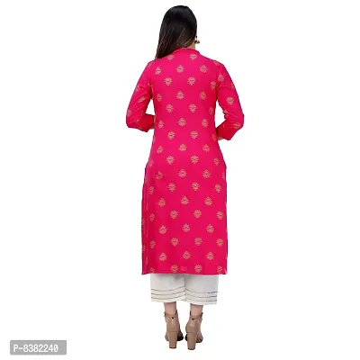 SIDDHANAM Women Floral Printed Rayon Pink Straight Kurta-thumb3