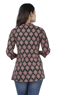 SIDDHANAM Trendy Cotton Printed Katha Black Red Casual wear top-thumb1