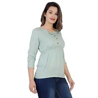 SIDDHANAM Turquoise Soild Rayon Slub Casual wear top-thumb4