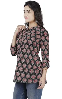 SIDDHANAM Trendy Cotton Printed Katha Black Red Casual wear top-thumb2