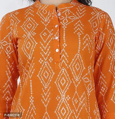 SIDDHANAM Trendy Cotton Printed Orange Casual wear top-thumb4