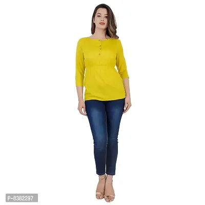 SIDDHANAM Yellow Soild Rayon Slub Casual wear top-thumb2