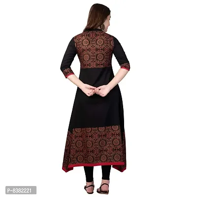 SIDDHANAM Black Gold Print Pure Cotton A-Line Printed Festive Kurta-thumb2