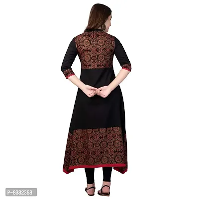 SIDDHANAM Women's Cotton A-Line Kurta (SDK-262-S_Black_Small)-thumb3