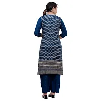 SIDDHANAM Women Gold Print Festive Blue Rayon Straight Kurta-thumb2