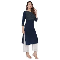 SIDDHANAM Solid Embroidery Work Straight Blue Festive Kurta-thumb3