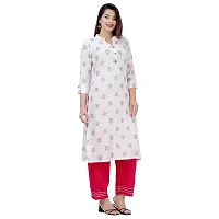 SIDDHANAM Women Floral Printed Rayon White Straight Kurta-thumb4