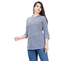 SIDDHANAM Trendy Blue Cotton Printed Casual wear top-thumb2