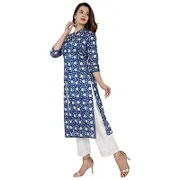 SIDDHANAM Blue Printed Cotton Straight Kurta with Plazzao Set-thumb3