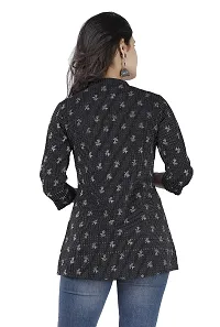 SIDDHANAM Trendy Cotton Printed Katha Work Black Casual wear top-thumb1